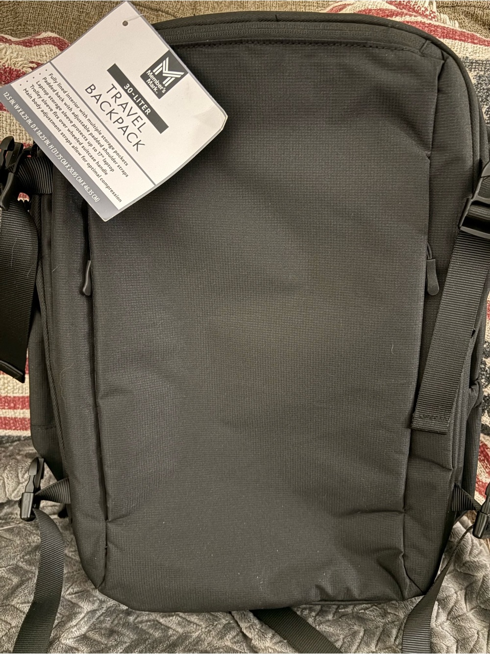 Solid Black Everyday Travel Backpack for Men